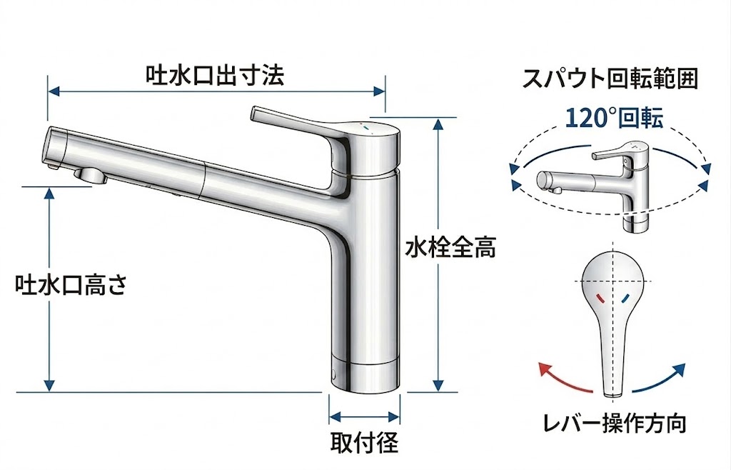 TKS05305J 寸法 可動域 図