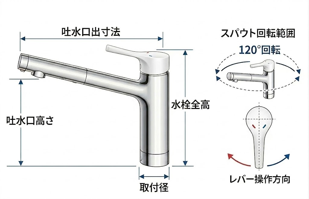 TKS05306JA 寸法 可動域 図