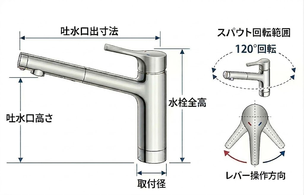 TKS05308JA 寸法 可動域 図